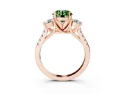Round Three-Stone Engagement Ring Setting for a Fancy Green Lab-Grown Diamond | Rose Gold