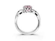 Round Bypass Solitaire Engagement Ring Setting for a Fancy Pink Lab-Grown Diamond | Pavé and Plain Strands | Platinum