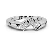 Round Lab-Grown Diamond Channel Set Chevron Wedding Band | V Front | Platinum