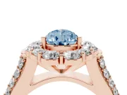 Pear-Shaped Large Accent Halo Engagement Ring Setting for a Fancy Blue Lab-Grown Diamond | Rose Gold