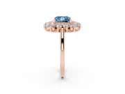 Princess Cut Floral Double Halo Engagement Ring Setting for a Fancy Blue Lab-Grown Diamond | Plain Band | Rose Gold