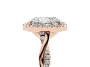 Radiant Cut Halo Engagement Ring Setting | Pavé Twist Band | Rose Gold