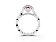 Emerald Cut Twist Halo Engagement Ring Setting for a Fancy Pink Lab-Grown Diamond | Platinum
