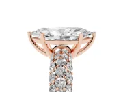 Marquise Multi Row Pave Solitaire Engagement Ring Setting | Domed Shoulders | Rose Gold