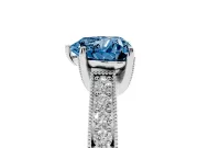 Heart-Shaped Hidden Halo Engagement Ring Setting for a Fancy Blue Lab-Grown Diamond | Milgrain Pave | Platinum