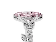 Marquise Leaf Pavé Engagement Ring Setting for a Fancy Pink Lab-Grown Diamond | Sterling Silver