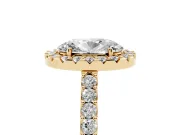 Oval Halo Engagement Ring Setting | Single Row Pavé Band | Yellow Gold