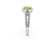 Radiant Cut Floral Halo Engagement Ring Setting for a Fancy Yellow Lab-Grown Diamond | Pavé Split Shank | Platinum