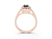Emerald Cut Floral Halo Engagement Ring Setting for a Black Center | Large Round Accents | Rose Gold