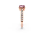 Princess Cut Hidden Halo Engagement Ring Setting for a Fancy Pink Lab-Grown Diamond | Milgrain Pave | Rose Gold