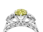 Fancy Yellow Marquise Cut Diamond Three-Stone Ring Set in Silver with Braided Band