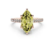 Marquise Hidden Halo Pave Engagement Ring Setting for a Fancy Yellow Lab-Grown Diamond | Claw Prongs | Rose Gold