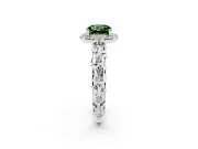 Cushion Cut Leaf Halo Engagement Ring Setting for a Fancy Green Lab-Grown Diamond | Bezel Accents | Platinum