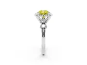Cushion Cut Floral Engagement Ring Setting for a Fancy Yellow Lab-Grown Diamond | Petal Frame | White Gold