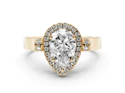 Pear-Shaped Halo Engagement Ring Setting | Pavé Panel Shoulders | Yellow Gold