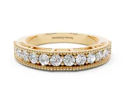 Round Diamond Pavé Chevron Band Set in Yellow gold with Milgrain Edges