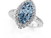 Marquise Pave Halo Engagement Ring Setting for a Fancy Blue Lab-Grown Diamond | Pave Band | Sterling Silver