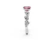 Fancy Pink Radiant Cut Diamond Solitaire Twisted Band Set in Silver with Pavé Setting