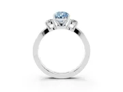 Pear-Shaped Three-Stone Pavé Twist Engagement Ring Setting for a Fancy Blue Lab-Grown Diamond | Split Shank | White Gold