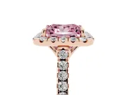 Princess Cut Raised Halo Engagement Ring Setting for a Fancy Pink Lab-Grown Diamond | Rose Gold