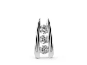 Round Lab-Grown Diamond Three-Stone Channel Set Drop Pendant | U-Shaped Base | Sterling Silver