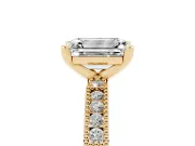 Emerald Cut Vintage Pavé Solitaire Engagement Ring Setting | Milgrain Edges | Yellow Gold