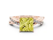 Princess Cut Crossover Engagement Ring Setting for a Fancy Yellow Lab-Grown Diamond | Rose Gold