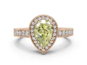 Pear-Shaped Milgrain Halo Engagement Ring Setting for a Fancy Yellow Lab-Grown Diamond | Wide Pavé Band | Rose Gold