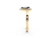 Fancy Black Pear Cut Diamond Halo Ring Set in Yellow gold with Solitaire Band and Prong Setting