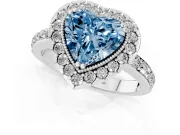 Heart-Shaped Milgrain Halo Engagement Ring Setting for a Fancy Blue Lab-Grown Diamond | Pavé Shoulders | Sterling Silver