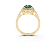 Round Floral Halo Engagement Ring Setting for a Fancy Green Lab-Grown Diamond | Large Round Accents | Yellow Gold