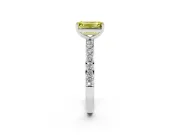 Emerald Cut Pavé Solitaire Engagement Ring Setting for a Fancy Yellow Lab-Grown Diamond | Single Row Band | White Gold