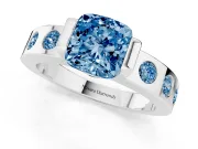 Cushion Cut Tension Style Engagement Ring Setting for a Fancy Blue Lab-Grown Diamond | Platinum