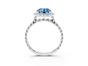 Round Halo Engagement Ring Setting for a Fancy Blue Lab-Grown Diamond | Twisted Rope Band | Platinum