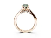 Cushion Cut Pavé Solitaire Engagement Ring Setting for a Fancy Green Lab-Grown Diamond | Crossover Gallery | Rose Gold