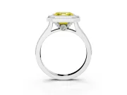 Asscher Cut Vintage Milgrain Halo Engagement Ring Setting for a Fancy Yellow Lab-Grown Diamond | Bezel Head | White Gold