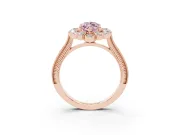 Marquise Scalloped Halo Engagement Ring Setting for a Fancy Pink Lab-Grown Diamond | Milgrain Edges | Rose Gold