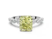 Radiant Cut Graduated Side Stone Engagement Ring Setting for a Fancy Yellow Lab-Grown Diamond | White Gold