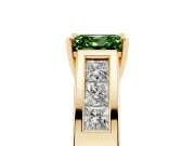 Fancy Green Asscher Cut Diamond Solitaire Ring Set in Yellow gold with Channel-Set Accent Stones and Prong Setting