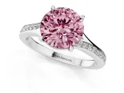 Round Pave Solitaire Engagement Ring Setting for a Fancy Pink Lab-Grown Diamond | Sweeping Shoulders | White Gold
