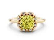 Cushion Cut Petal Halo Engagement Ring Setting for a Fancy Yellow Lab-Grown Diamond | Yellow Gold