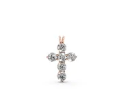 Round Lab-Grown Diamond Mini Cross Pendant Necklace | Individual Prongs | Rose Gold