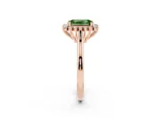 Fancy Green Emerald Cut Diamond Halo Ring Set in Rose gold with Plain Solitaire Band and Prong Setting