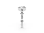 Oval Cut Diamond Milgrain Marquise Twist Band Ring Set in Platinum with Prong Setting