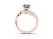Princess Cut Bypass Engagement Ring Setting for a Fancy Blue Lab-Grown Diamond | Rose Gold