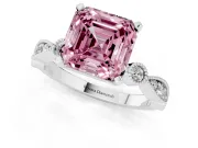 Asscher Cut Vintage Milgrain Engagement Ring Setting for a Fancy Pink Lab-Grown Diamond | Platinum