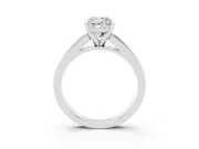 Cushion Cut Diamond Solitaire Ring Set in White gold with Channel-Set Band and Prong Setting