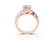 Heart Cut Diamond Halo Ring Set in Rose gold with Marquise and Pavé Band in Prong Setting
