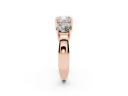 Cushion Cut Three Stone Engagement Ring Setting | Wide Plain Band | Rose Gold