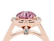 Round Rimmed Halo Engagement Ring Setting for a Fancy Pink Lab-Grown Diamond | Rose Gold
